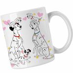 Casa si Gradina - Bucatarie si vesela - Cani si pahare - Cani si cesti - Cana 101 Dalmatieni Pongo Perdita Familie Catelusi, alba, 330ml - Infinity.ro