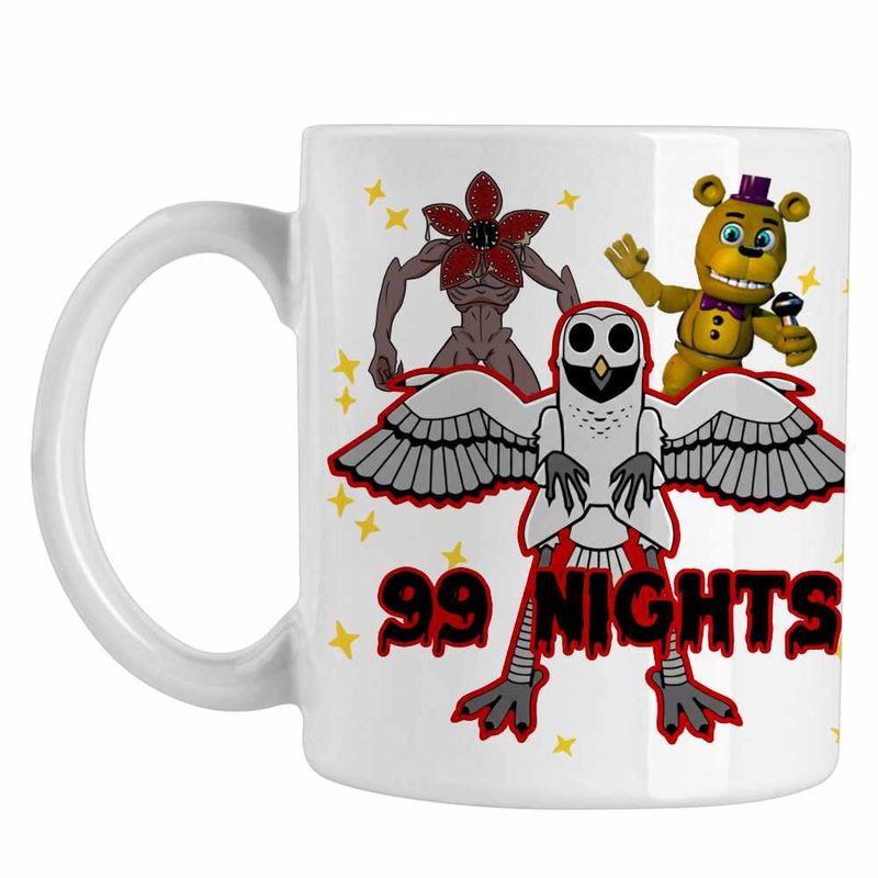 Casa si Gradina - Bucatarie si vesela - Cani si pahare - Cani si cesti - Cana 99 Nights Bufnita Roblox, alba, 330ml - Infinity.ro