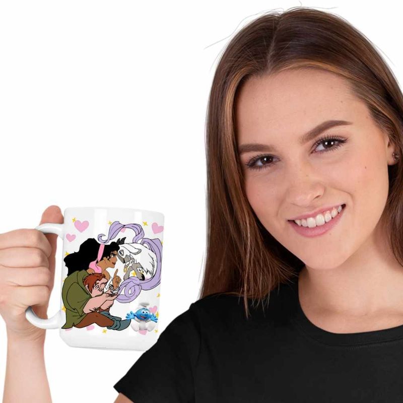 Casa si Gradina - Bucatarie si vesela - Cani si pahare - Cani si cesti - Cana Cocosatul de la Notre-Dame Quasimodo Esmeralda Djali, alba, 330ml - Infinity.ro