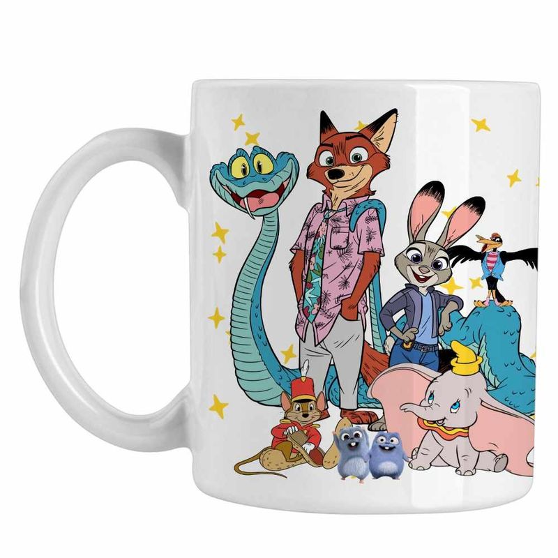 Casa si Gradina - Bucatarie si vesela - Cani si pahare - Cani si cesti - Cana Dumbo Zootopia Zootropolis Elefantel Sarpe, alba, 330ml - Infinity.ro