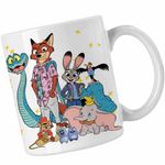 Casa si Gradina - Bucatarie si vesela - Cani si pahare - Cani si cesti - Cana Dumbo Zootopia Zootropolis Elefantel Sarpe, alba, 330ml - Infinity.ro