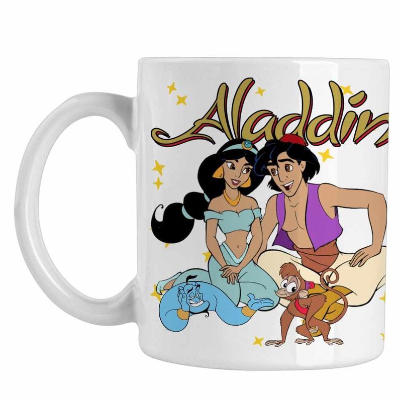 Casa si Gradina - Bucatarie si vesela - Cani si pahare - Cani si cesti - Cana Aladdin Jasmine Covor Fermecat Printesa, alba, 330ml - Infinity.ro