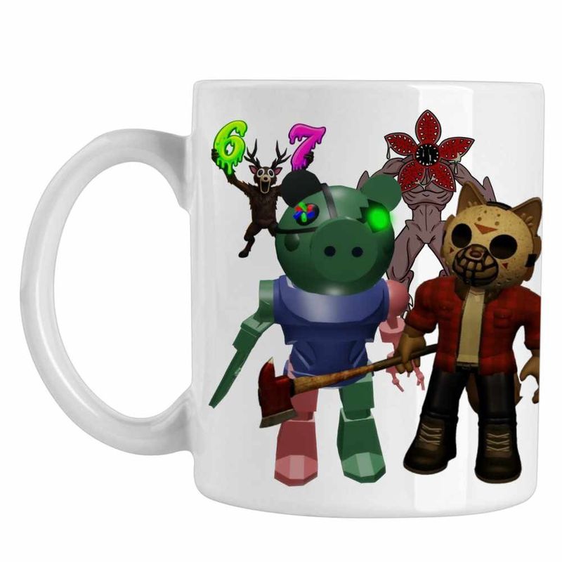 Casa si Gradina - Bucatarie si vesela - Cani si pahare - Cani si cesti - Cana Robby Doggy Roblox Piggy Pigy, alba, 330ml - Infinity.ro