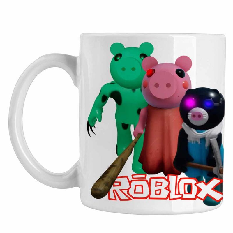 Casa si Gradina - Bucatarie si vesela - Cani si pahare - Cani si cesti - Cana Piggy Dinopiggy Roblox Mimiblue, alba, 330ml - Infinity.ro