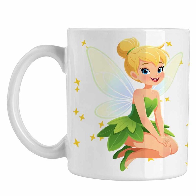 Casa si Gradina - Bucatarie si vesela - Cani si pahare - Cani si cesti - Cana Clopotica Peter Pan Tinker Bell, alba, 330ml - Infinity.ro