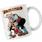 Casa si Gradina - Bucatarie si vesela - Cani si pahare - Cani si cesti - Cana Pinocchio Geppetto Jiminy, alba, 330ml - Infinity.ro
