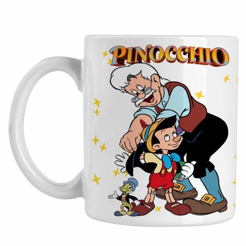 Casa si Gradina - Bucatarie si vesela - Cani si pahare - Cani si cesti - Cana Pinocchio Geppetto Jiminy, alba, 330ml - Infinity.ro