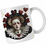 Casa si Gradina - Bucatarie si vesela - Cani si pahare - Cani si cesti - Cana Alice Tara Minunilor Regina de Cupa, alba, 330ml - Infinity.ro