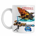 Casa si Gradina - Bucatarie si vesela - Cani si pahare - Cani si cesti - Cana Roblox Fish it Dark Shark Sea Monster, alba, 330ml - Infinity.ro