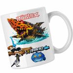 Casa si Gradina - Bucatarie si vesela - Cani si pahare - Cani si cesti - Cana Roblox Fish it Dark Shark Sea Monster, alba, 330ml - Infinity.ro