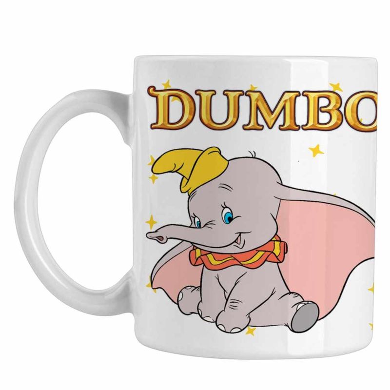 Casa si Gradina - Bucatarie si vesela - Cani si pahare - Cani si cesti - Cana Dumbo Elefant Circ Zburator Urechi Mari, alba, 330ml - Infinity.ro
