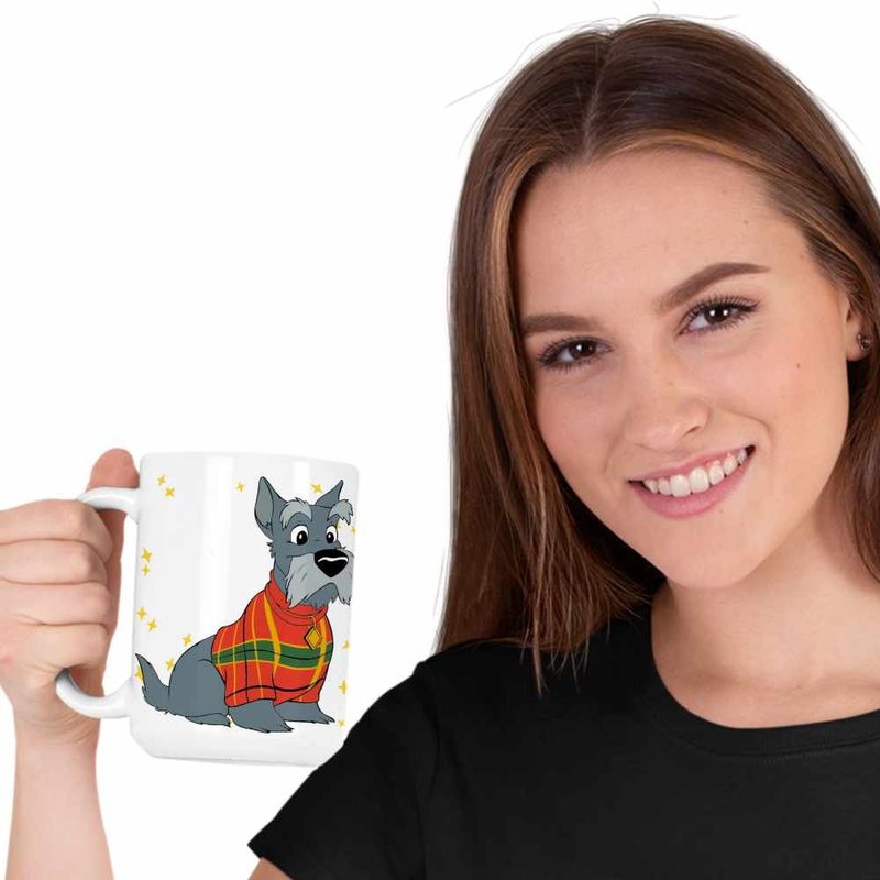 Casa si Gradina - Bucatarie si vesela - Cani si pahare - Cani si cesti - Cana Doamna si Vagabondul Jock Catel Scottish Terrier, alba, 330ml - Infinity.ro