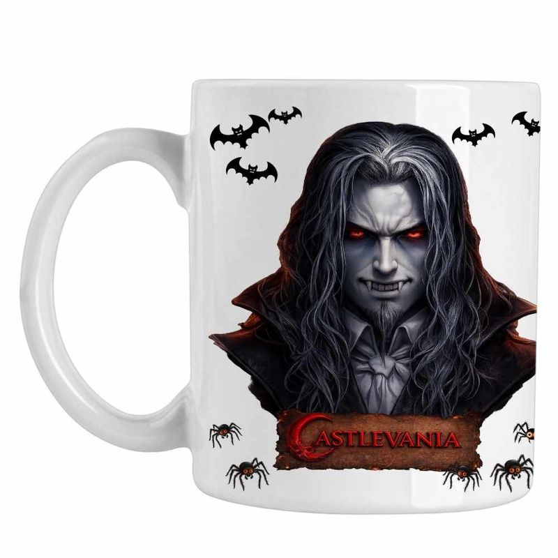 Casa si Gradina - Bucatarie si vesela - Cani si pahare - Cani si cesti - Cana Castlevania Dracula Gothic Horror, alba, 330ml - Infinity.ro