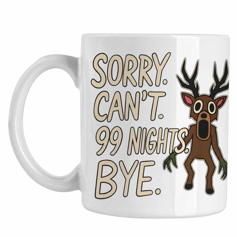Casa si Gradina - Bucatarie si vesela - Cani si pahare - Cani si cesti - Cana 99 Nights Cerb Sorry Roblox, alba, 330ml - Infinity.ro