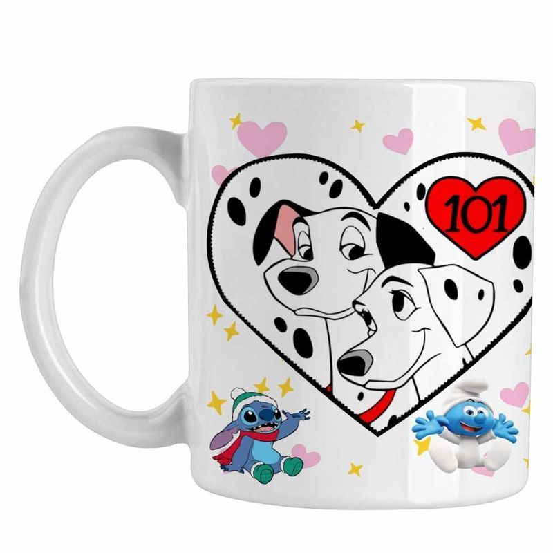Casa si Gradina - Bucatarie si vesela - Cani si pahare - Cani si cesti - Cana 101 Dalmatieni Pongo Perdita Love Catei, alba, 330ml - Infinity.ro