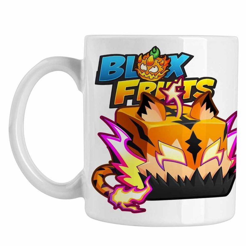 Casa si Gradina - Bucatarie si vesela - Cani si pahare - Cani si cesti - Cana Blox Fruits Tigru Fruit Roblox Fructe, alba, 330ml - Infinity.ro