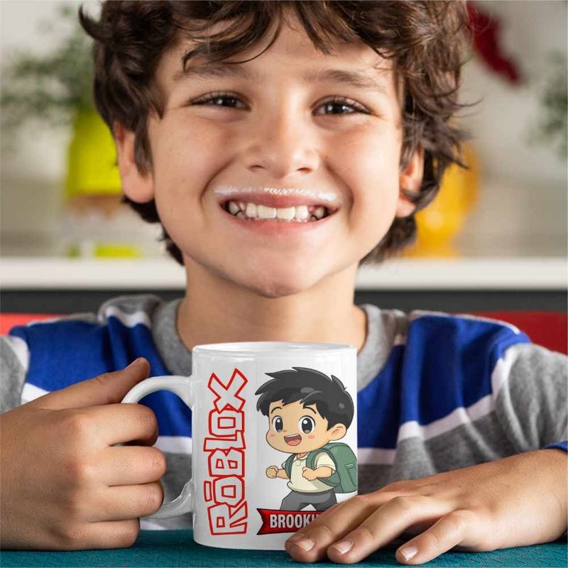Casa si Gradina - Bucatarie si vesela - Cani si pahare - Cani si cesti - Cana Brookhaven Roblox Gamer, alba, 330ml - Infinity.ro