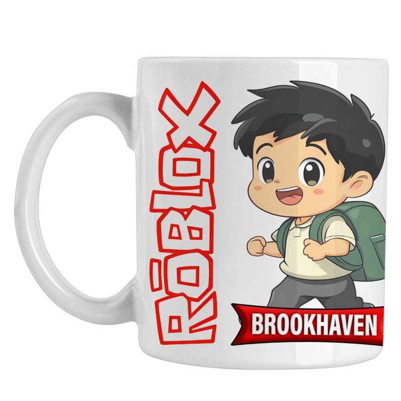 Casa si Gradina - Bucatarie si vesela - Cani si pahare - Cani si cesti - Cana Brookhaven Roblox Gamer, alba, 330ml - Infinity.ro