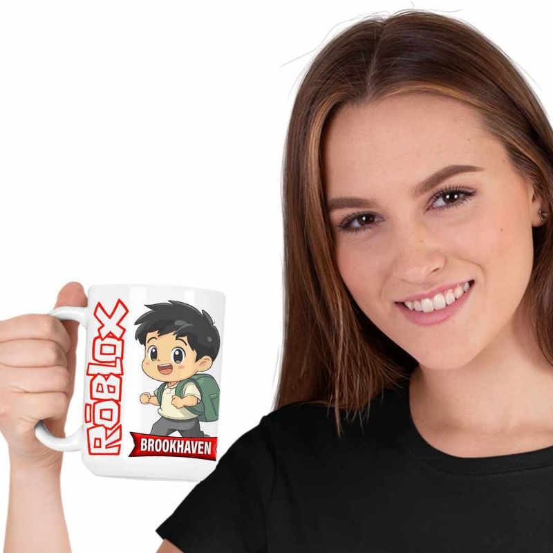 Casa si Gradina - Bucatarie si vesela - Cani si pahare - Cani si cesti - Cana Brookhaven Roblox Gamer, alba, 330ml - Infinity.ro