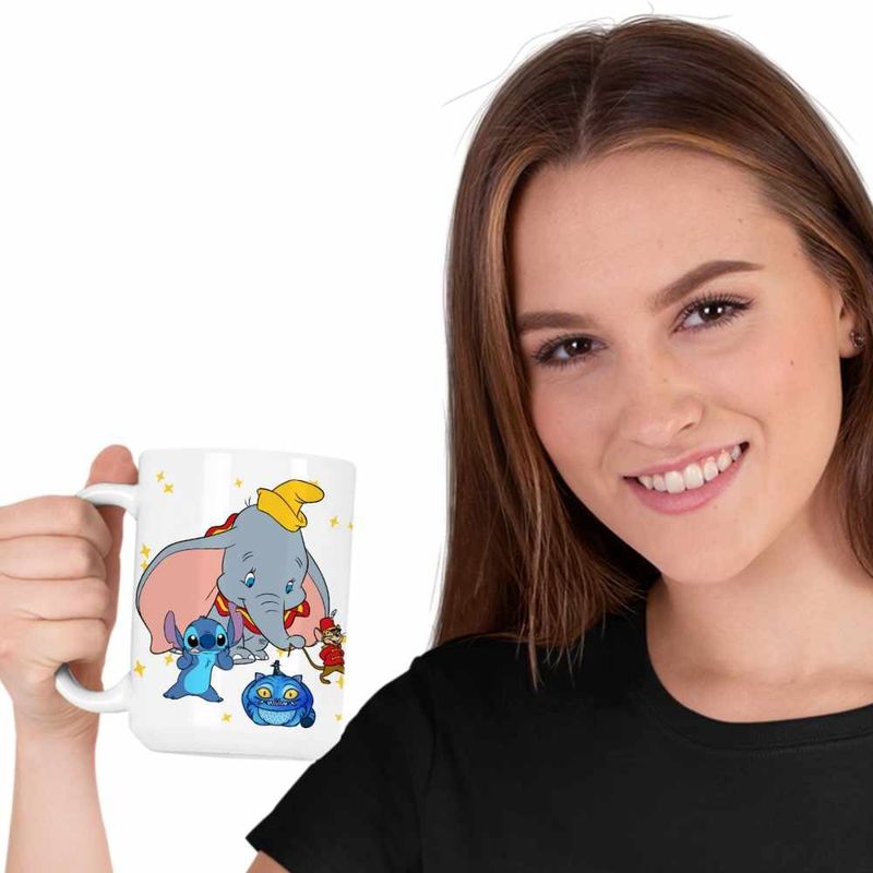 Casa si Gradina - Bucatarie si vesela - Cani si pahare - Cani si cesti - Cana Dumbo Stitch Timothy Soricel Elefant Circ, alba, 330ml - Infinity.ro