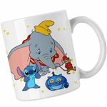Casa si Gradina - Bucatarie si vesela - Cani si pahare - Cani si cesti - Cana Dumbo Stitch Timothy Soricel Elefant Circ, alba, 330ml - Infinity.ro