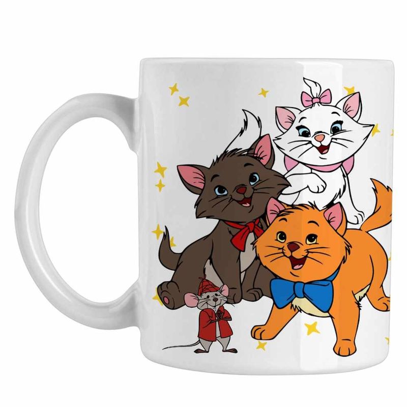 Casa si Gradina - Bucatarie si vesela - Cani si pahare - Cani si cesti - Cana Pisicile Aristocrate Toulouse Motanel, alba, 330ml - Infinity.ro