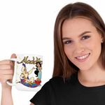 Casa si Gradina - Bucatarie si vesela - Cani si pahare - Cani si cesti - Cana Aladdin Print Ali Jasmine Covor Fermecat Sultan, alba, 330ml - Infinity.ro