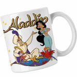 Casa si Gradina - Bucatarie si vesela - Cani si pahare - Cani si cesti - Cana Aladdin Print Ali Jasmine Covor Fermecat Sultan, alba, 330ml - Infinity.ro