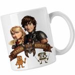 Casa si Gradina - Bucatarie si vesela - Cani si pahare - Cani si cesti - Cana Dragon Riders Hiccup Astrid How to train your dragon, alba, 330ml - Infinity.ro