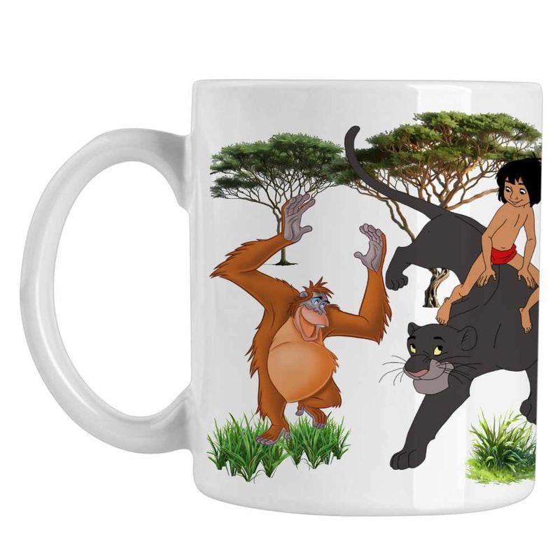 Casa si Gradina - Bucatarie si vesela - Cani si pahare - Cani si cesti - Cana Cartea Junglei Bagheera Mowgli King Louie, alba, 330ml - Infinity.ro