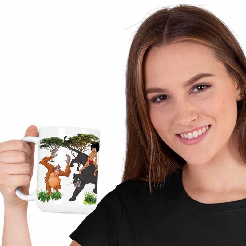 Casa si Gradina - Bucatarie si vesela - Cani si pahare - Cani si cesti - Cana Cartea Junglei Bagheera Mowgli King Louie, alba, 330ml - Infinity.ro