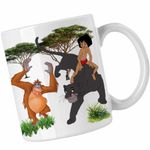Casa si Gradina - Bucatarie si vesela - Cani si pahare - Cani si cesti - Cana Cartea Junglei Bagheera Mowgli King Louie, alba, 330ml - Infinity.ro
