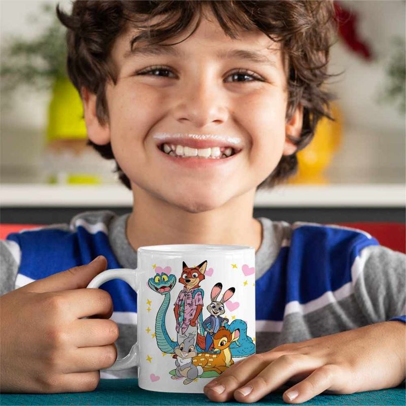 Casa si Gradina - Bucatarie si vesela - Cani si pahare - Cani si cesti - Cana Bambi Zootopia Iepuras Sarpe Vulpe, alba, 330ml - Infinity.ro