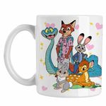 Casa si Gradina - Bucatarie si vesela - Cani si pahare - Cani si cesti - Cana Bambi Zootopia Iepuras Sarpe Vulpe, alba, 330ml - Infinity.ro