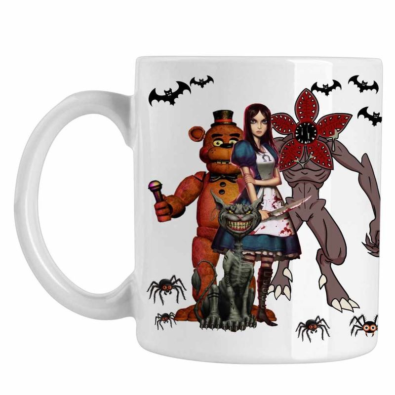 Casa si Gradina - Bucatarie si vesela - Cani si pahare - Cani si cesti - Cana Alice Fnaf Stranger Things Horror Madness, alba, 330ml - Infinity.ro