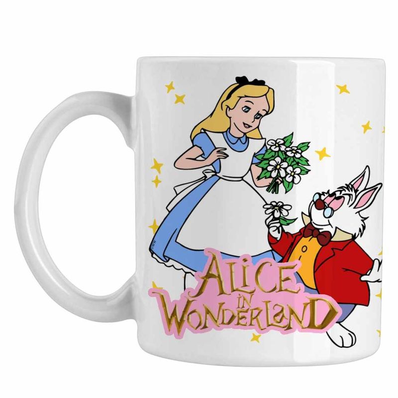 Casa si Gradina - Bucatarie si vesela - Cani si pahare - Cani si cesti - Cana Alice Tara Minunilor Iepure, alba, 330ml - Infinity.ro