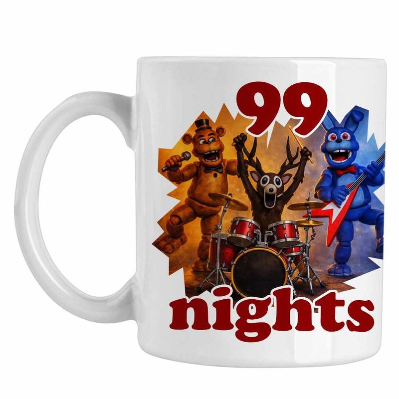Casa si Gradina - Bucatarie si vesela - Cani si pahare - Cani si cesti - Cana 99 Nights Fnaf Freddy Roblox, alba, 330ml - Infinity.ro