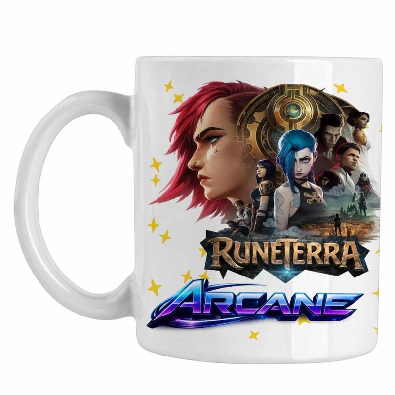 Casa si Gradina - Bucatarie si vesela - Cani si pahare - Cani si cesti - Cana Runeterra Jinx Vi Arcane, alba, 330ml - Infinity.ro