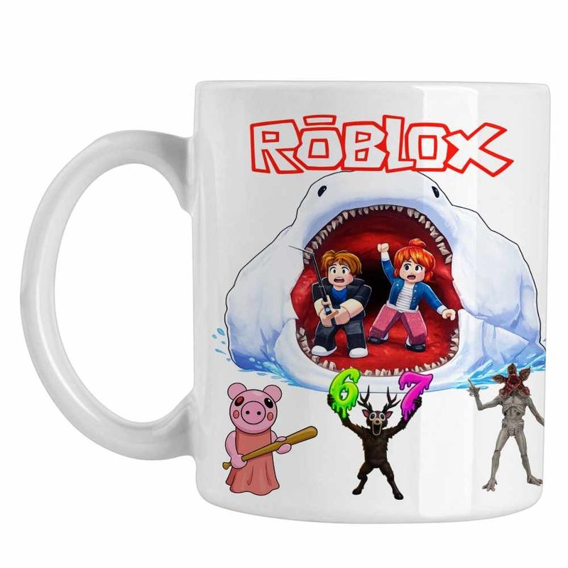 Casa si Gradina - Bucatarie si vesela - Cani si pahare - Cani si cesti - Cana Fish it Pescar Roblox Sea Monster, alba, 330ml - Infinity.ro