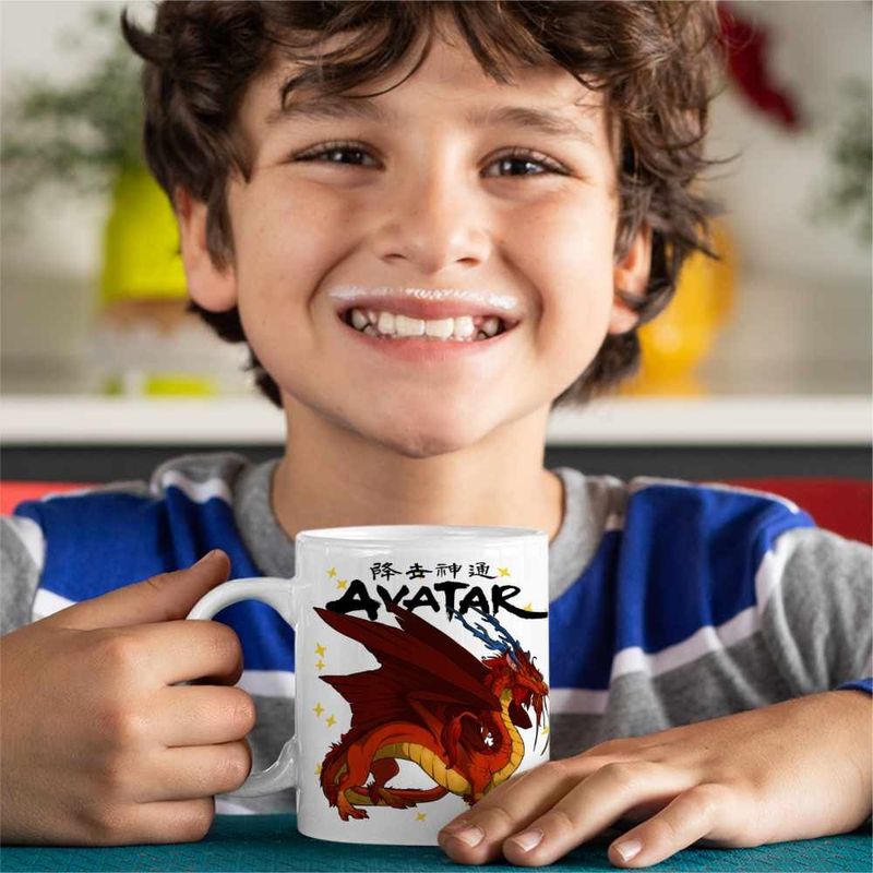 Casa si Gradina - Bucatarie si vesela - Cani si pahare - Cani si cesti - Cana Avatar Dragon Fang Roku Anime Airbender, alba, 330ml - Infinity.ro
