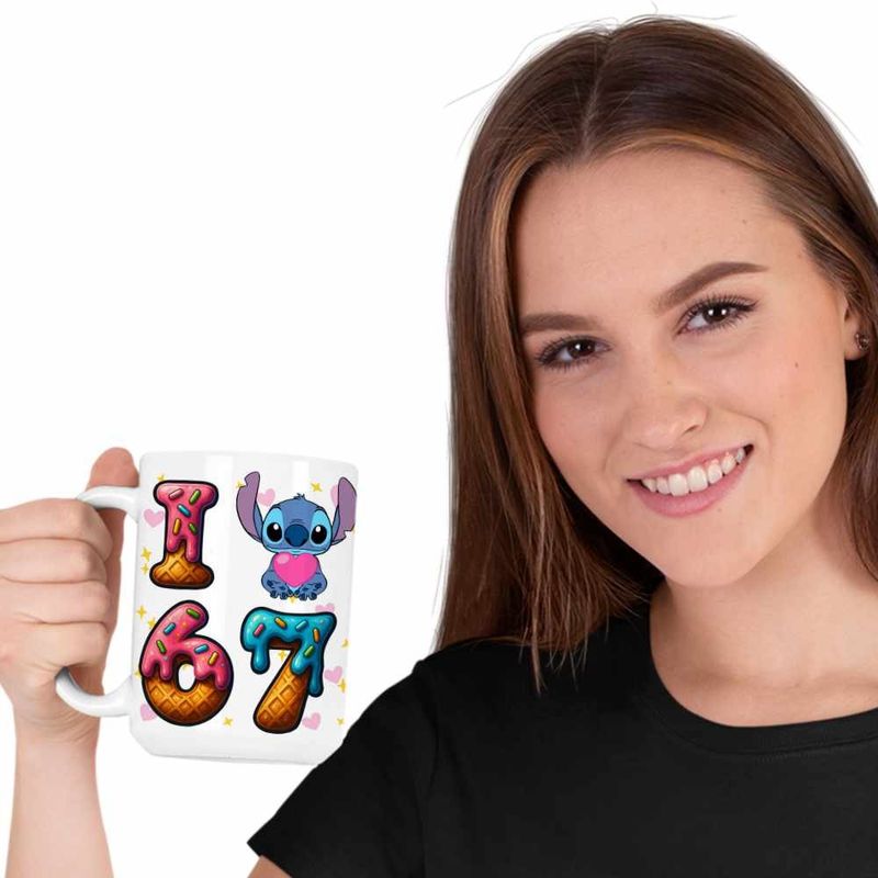 Casa si Gradina - Bucatarie si vesela - Cani si pahare - Cani si cesti - Cana Six Seven Love Stitch Ciocolata Valentines Day 67 CoolTrend, alba, 330ml - Infinity.ro