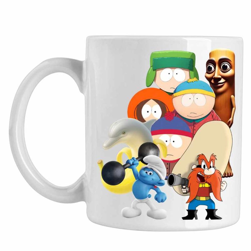 Casa si Gradina - Bucatarie si vesela - Cani si pahare - Cani si cesti - Cana South Park Tung Sahur Strumf Sportiv Yosemite Sam Brainrot Italian, CoolTrend, alba, 330ml - Infinity.ro