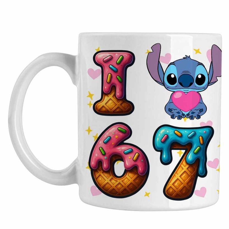 Casa si Gradina - Bucatarie si vesela - Cani si pahare - Cani si cesti - Cana Six Seven Love Stitch Ciocolata Valentines Day 67 CoolTrend, alba, 330ml - Infinity.ro