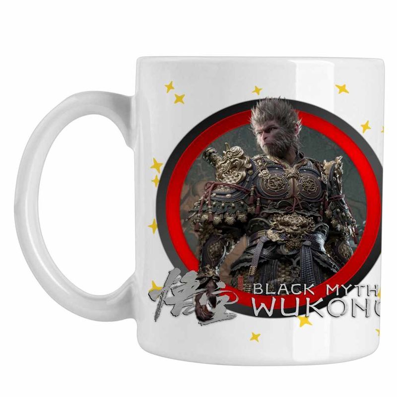 Casa si Gradina - Bucatarie si vesela - Cani si pahare - Cani si cesti - Cana Wukong Black Myth Warrior Monkey, alba, 330ml - Infinity.ro