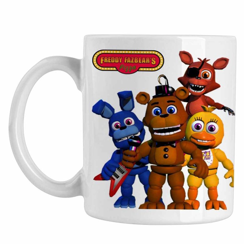 Casa si Gradina - Bucatarie si vesela - Cani si pahare - Cani si cesti - Cana FNAF All Team Five Nights at Freddy Horror Halloween CoolTrend, alba, 330ml - Infinity.ro
