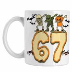 Casa si Gradina - Bucatarie si vesela - Cani si pahare - Cani si cesti - Cana Six Seven Halloween Horror 67 CoolTrend, alba, 330ml - Infinity.ro