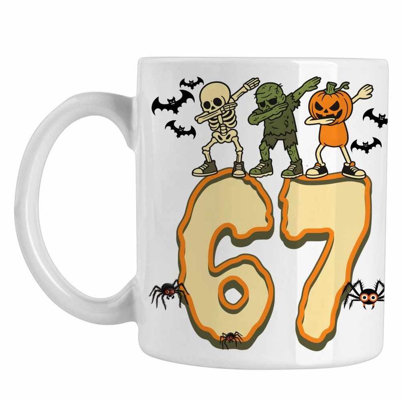 Casa si Gradina - Bucatarie si vesela - Cani si pahare - Cani si cesti - Cana Six Seven Halloween Horror 67 CoolTrend, alba, 330ml - Infinity.ro