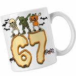 Casa si Gradina - Bucatarie si vesela - Cani si pahare - Cani si cesti - Cana Six Seven Halloween Horror 67 CoolTrend, alba, 330ml - Infinity.ro