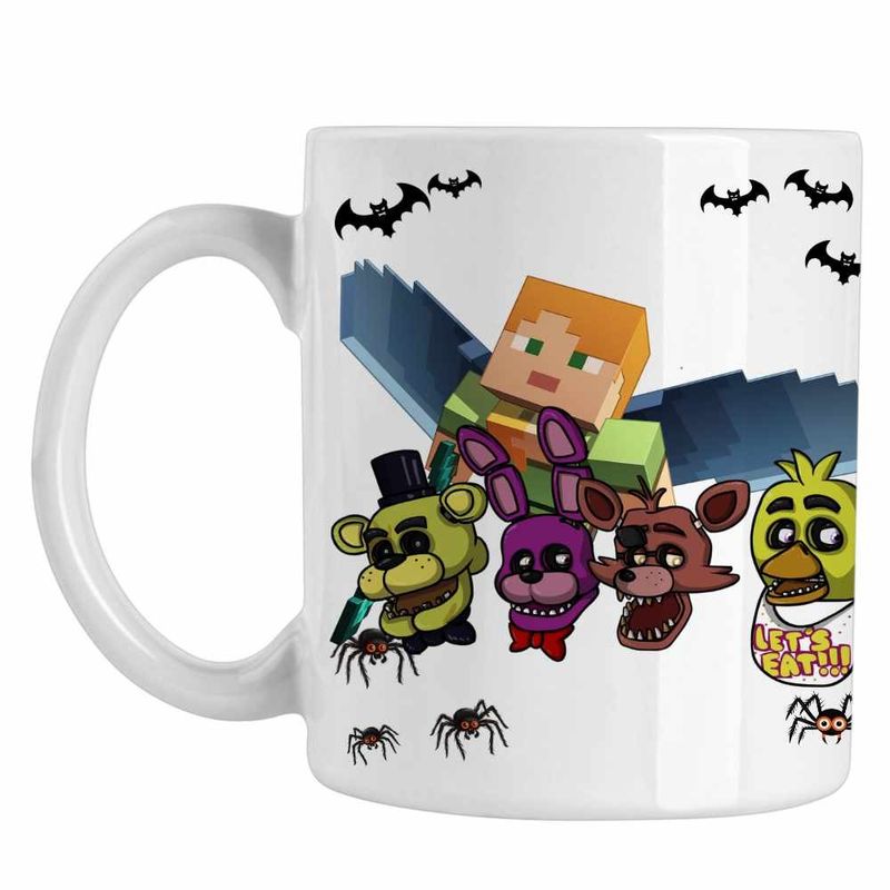 Casa si Gradina - Bucatarie si vesela - Cani si pahare - Cani si cesti - Cana Fnaf Minecraft Five Nights at Freddy Horror Halloween CoolTrend, alba, 330ml - Infinity.ro