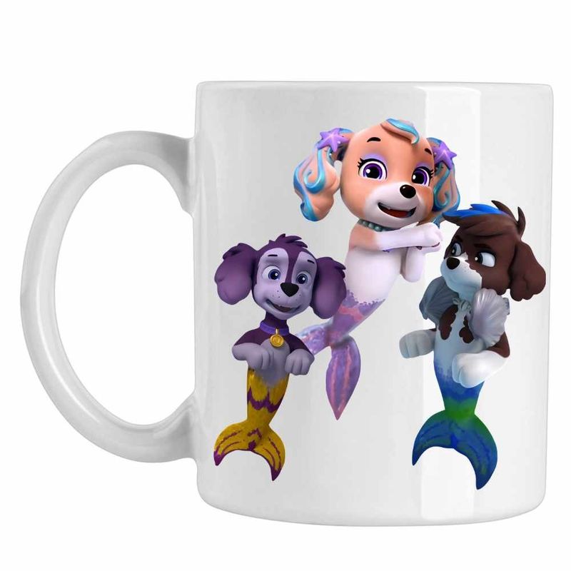 Casa si Gradina - Bucatarie si vesela - Cani si pahare - Cani si cesti - Cana Paw Patrol Merpups Caini Sirena Patrula Catelusilor, CoolTrend, alba, 330ml - Infinity.ro